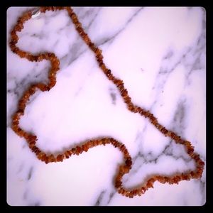 Carnelian agate necklace in red amber color